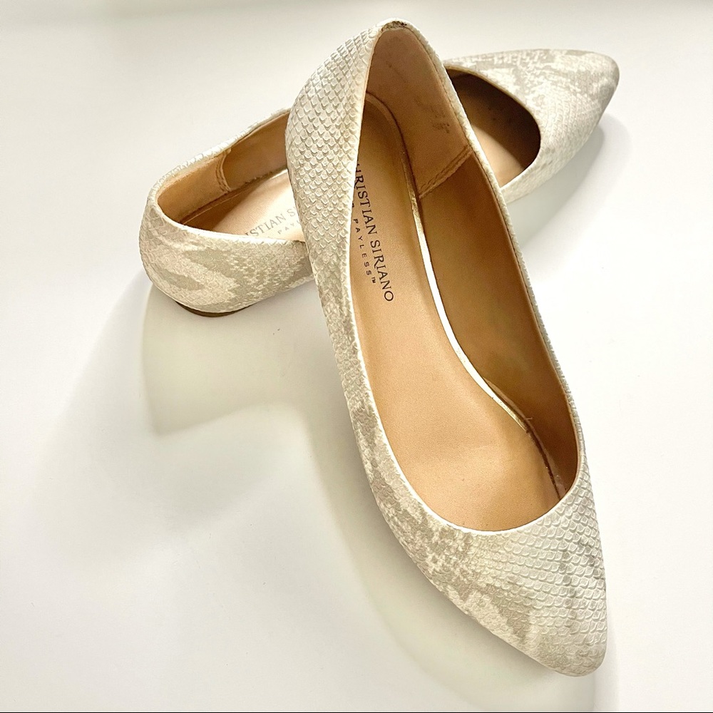 C. Siriano faux snake skin flats